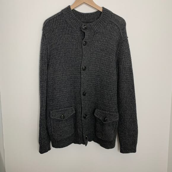 Velvet Graham Spencer Anthropologie Button Down Cardigan Waffle Grey Womens XL - Picture 1 of 14